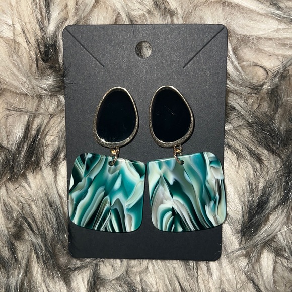 Thee Virtual Experience Jewelry - Excellent Acrylic Dangle Temperament Elegant Green Square Earrings